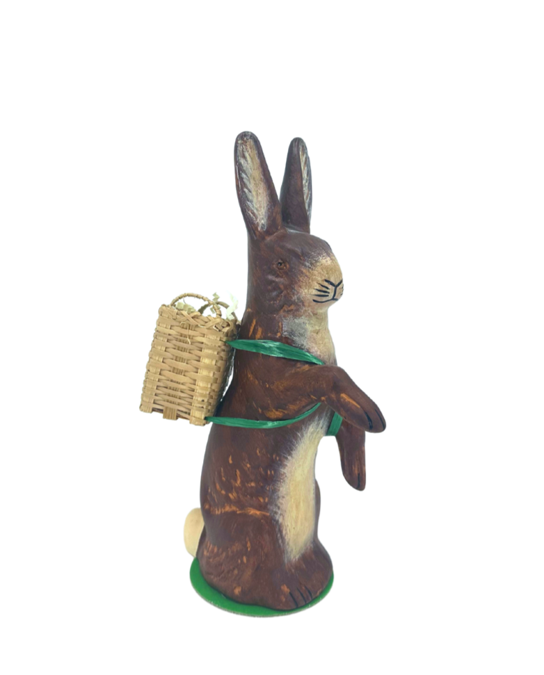 Paper Mache Upright Bunny withBackpack in Brown