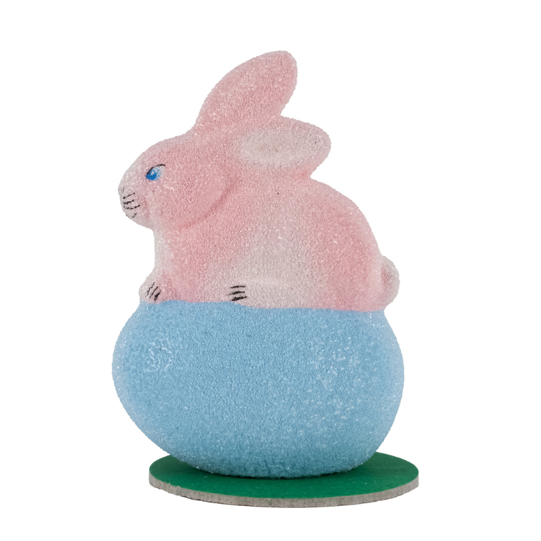 Beaded Bunny on Colored Egg in Pink/Blue
