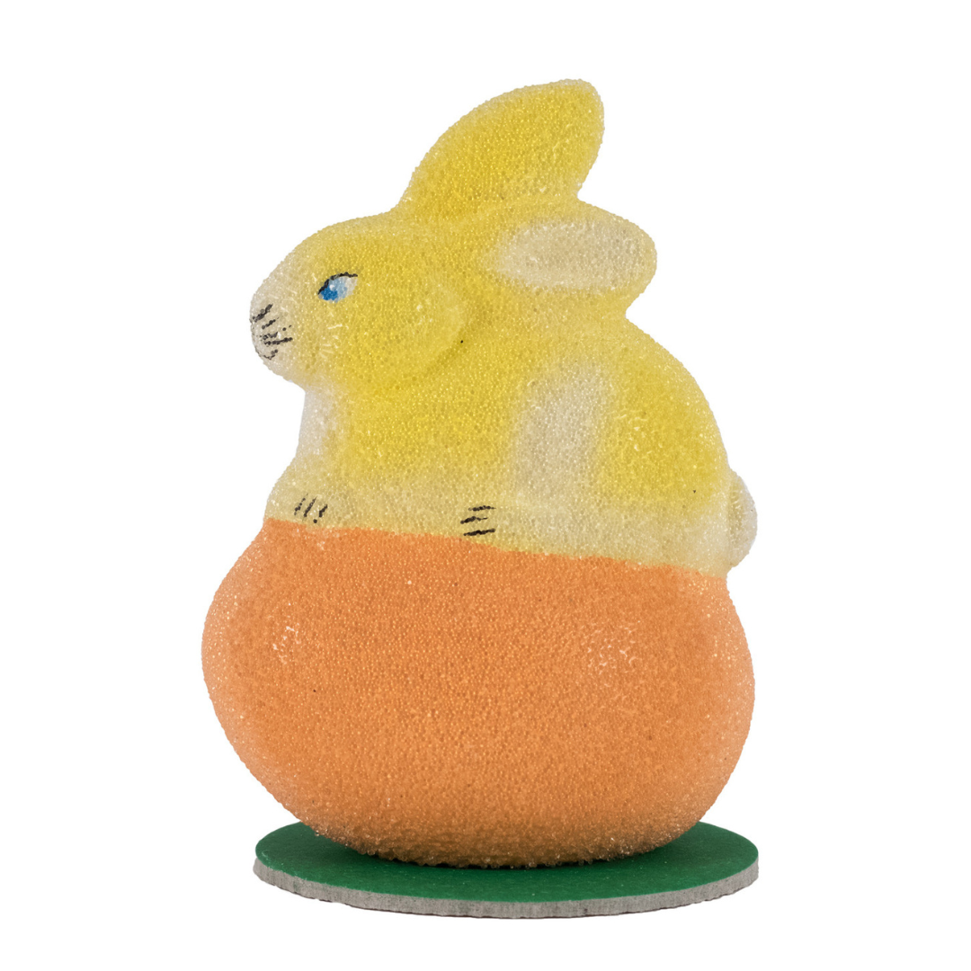 Beaded Bunny on Colored Egg in Yellow/Orange