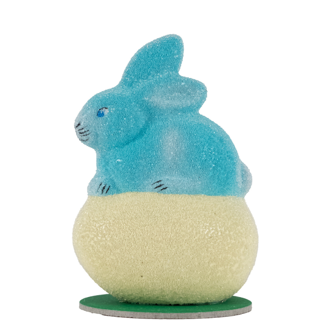 Beaded Bunny on Colored Egg in Teal/Yellow