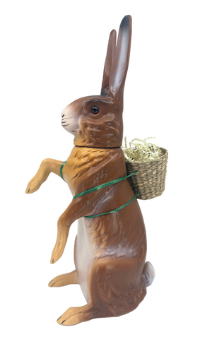 Paper Mache Bunny Candy Container in Light Brown