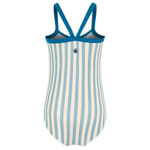 Striped Swimsuit in Ecru + Blue