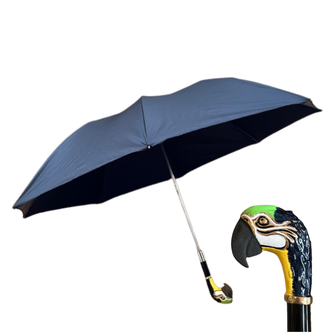 Parrot Handled Long Umbrella in Black