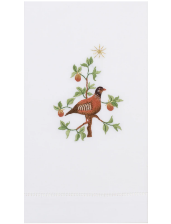 Partridge in a Pear Tree Embroidered Everyday Towel