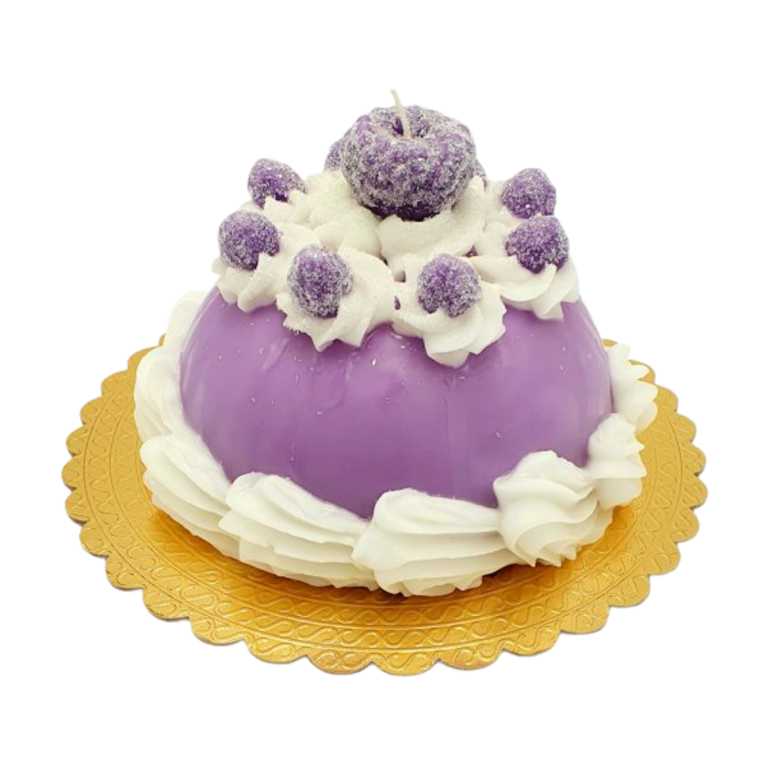 Iced Dome Cake Candle in Plum