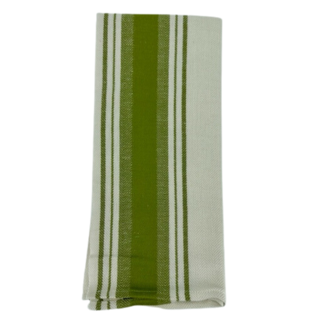 Due Fragole Striped Kitchen Towel in Green