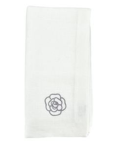 Camellia Stitch Napkin in White + Lavender