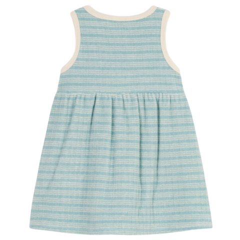 Sleeveless Striped Terry Dress in Blue + White