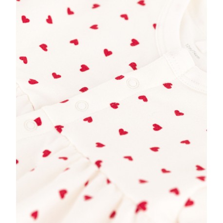 Short Sleeve Little Heat print Bodysuit Dress in White/Red