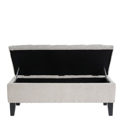 Arthur Linen Upholstered Storage Bench in Chalk