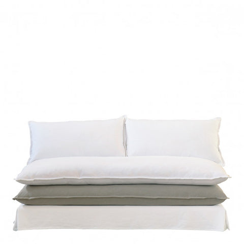 Leo Linen Sofa in White/Grey