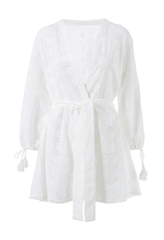 Cecily Eyelet Wrap Cover Up in White
