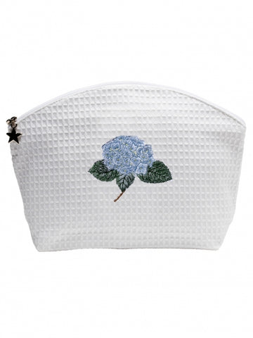 Blue Hydrangea Embroidered Medium Cosmetic Bag