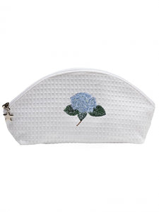 Blue Hydrangea Embroidered Small Cosmetic Bag