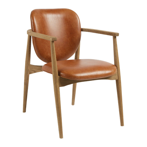 Melvin Leather Upholstered Arm Chair in Caramel