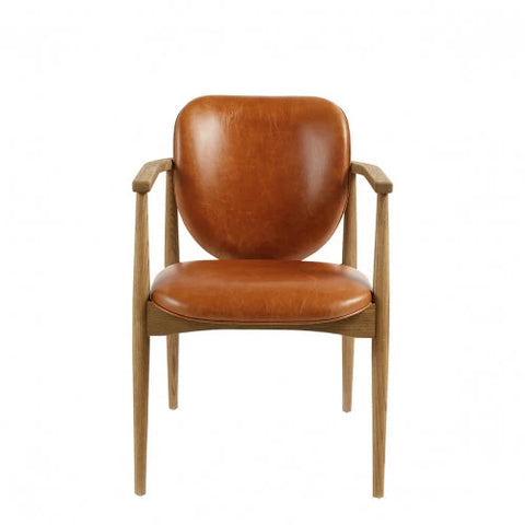 Melvin Leather Upholstered Arm Chair in Caramel