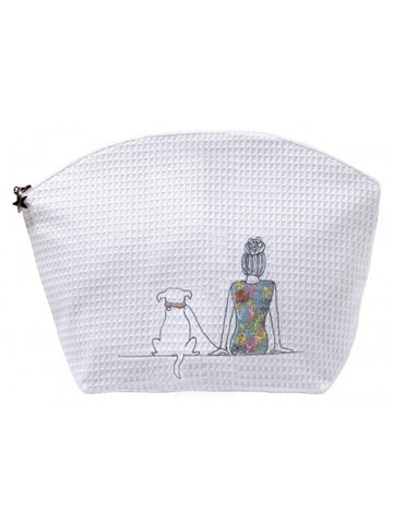 Girl + Dog Embroidered Cosmetic Bag