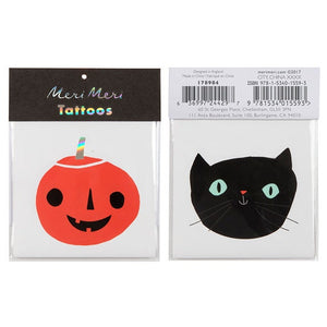 Pumpkin + Cat Temporary Tattoos