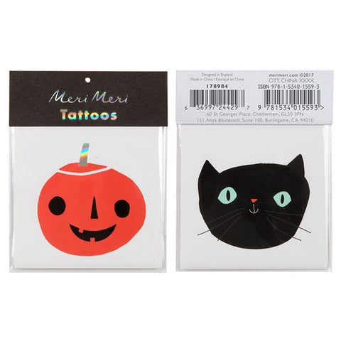 Pumpkin + Cat Temporary Tattoos