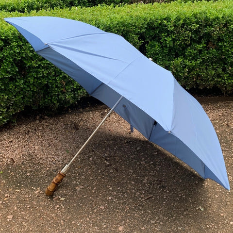 Bamboo Handled Umbrella in Robin Blue