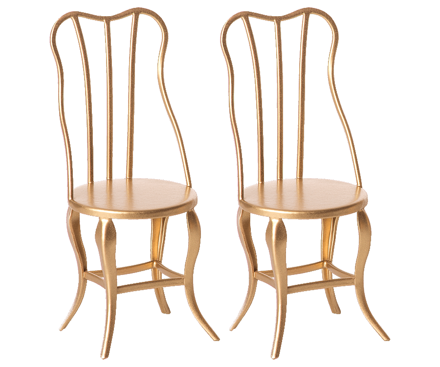 Pair of Micro Vintage Chairs in Gold