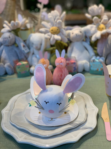 Floral Bunny Paper Plate Set