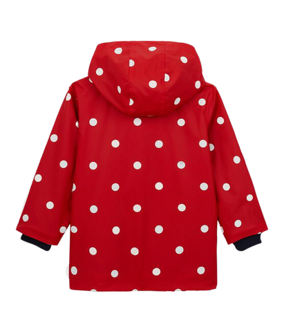 Children’s Tralala Hooded Rain Jacket in Red + White Dots