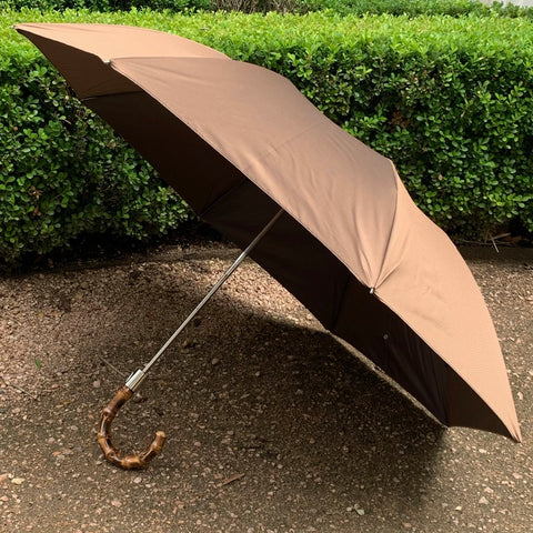 Bamboo Handled Umbrella in Coffee