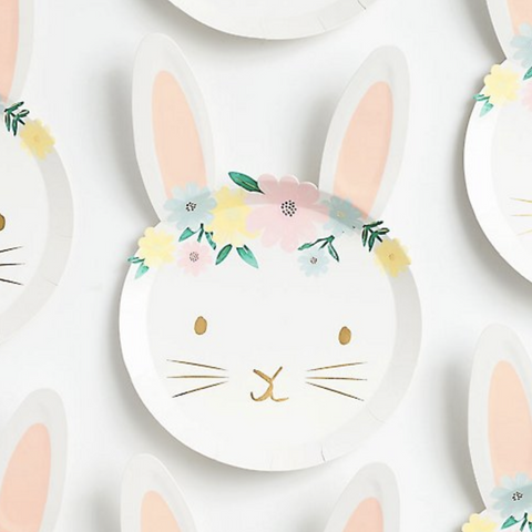 Floral Bunny Paper Plate Set