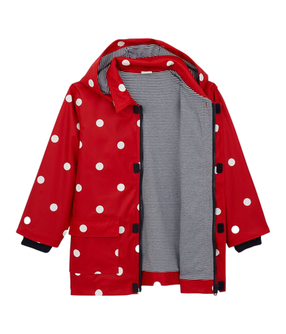 Children’s Tralala Hooded Rain Jacket in Red + White Dots