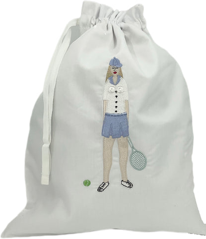 Tennis Lady Drawstring Bag in Blue