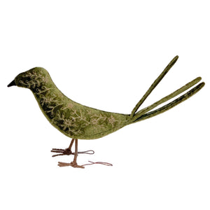 Kinnie Velvet Standing Bird in Foliet Green