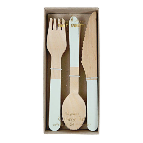Mint Accented Wooden Cutlery Set