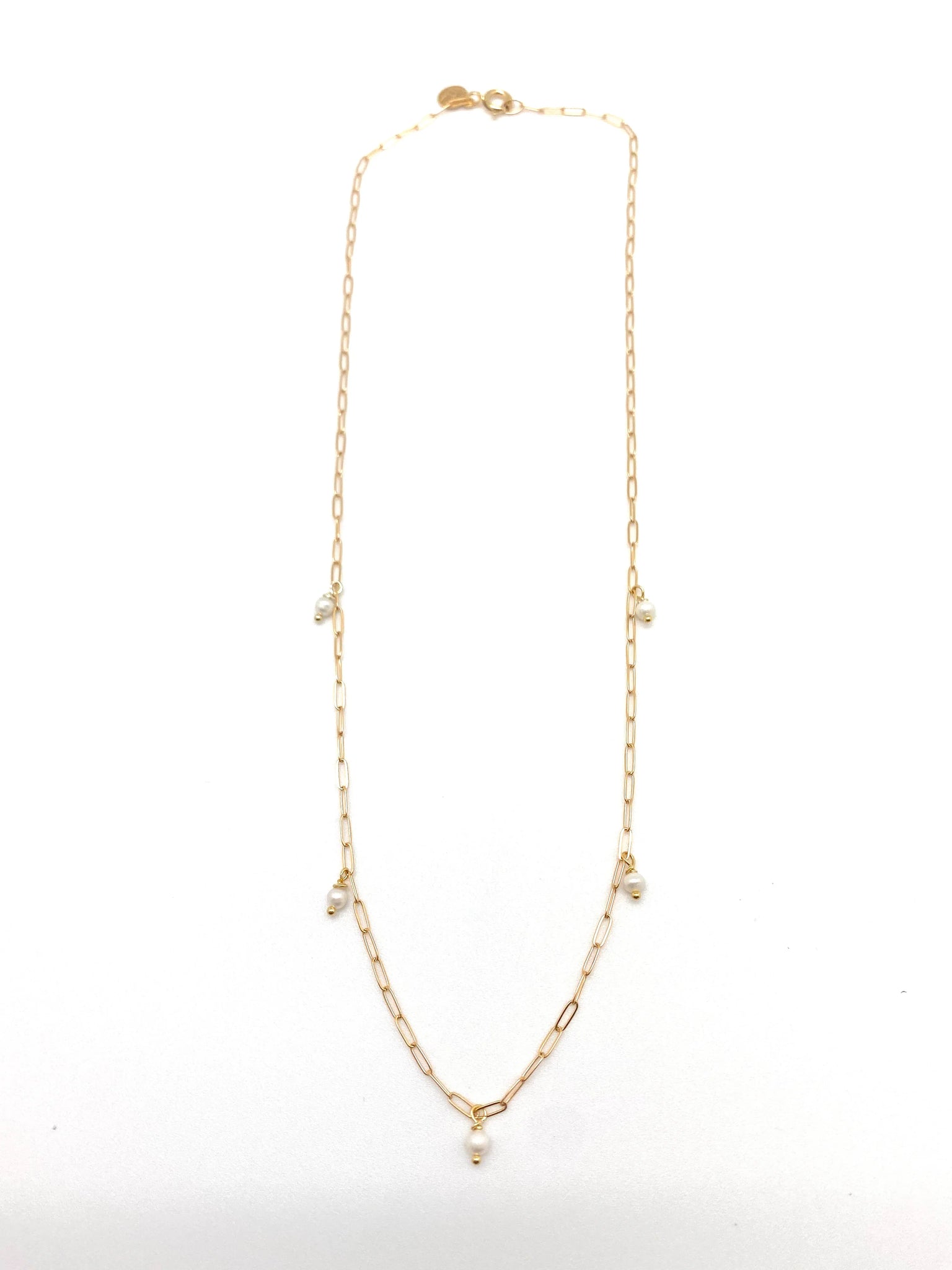 Marie 5 Pearl Necklace in Gold/White