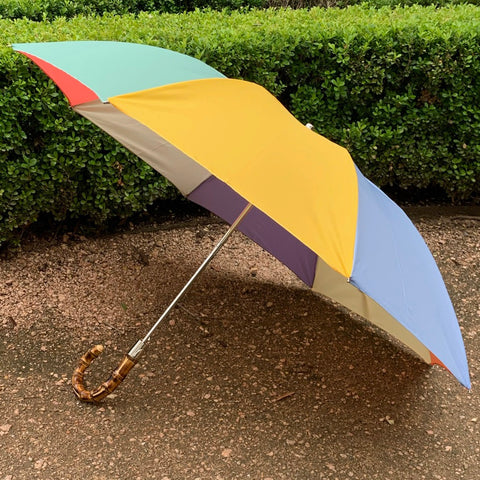 Bamboo Handled Umbrella in Summer Rainbow