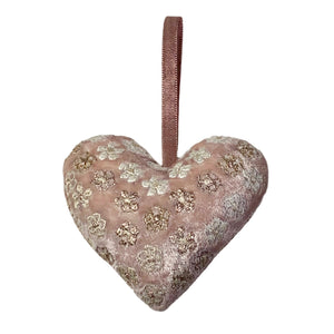 Anise Silk Velvet Heart in Rose Quartz