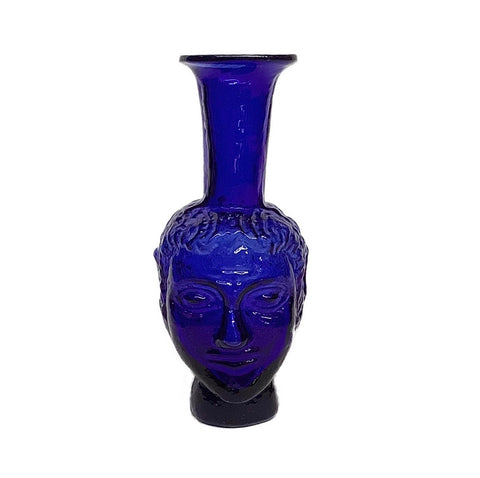 Tête Vase in Blue Glass