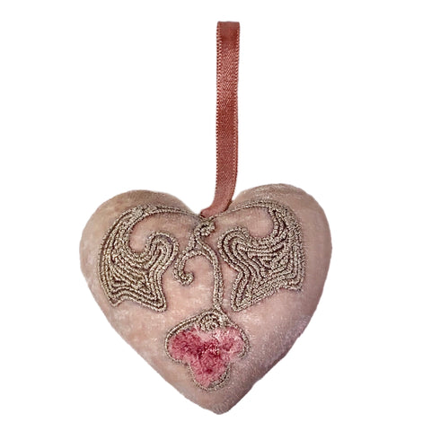 Craft Silk Velvet Heart in Old Rose