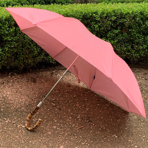 Bamboo Handled Umbrella in Pink