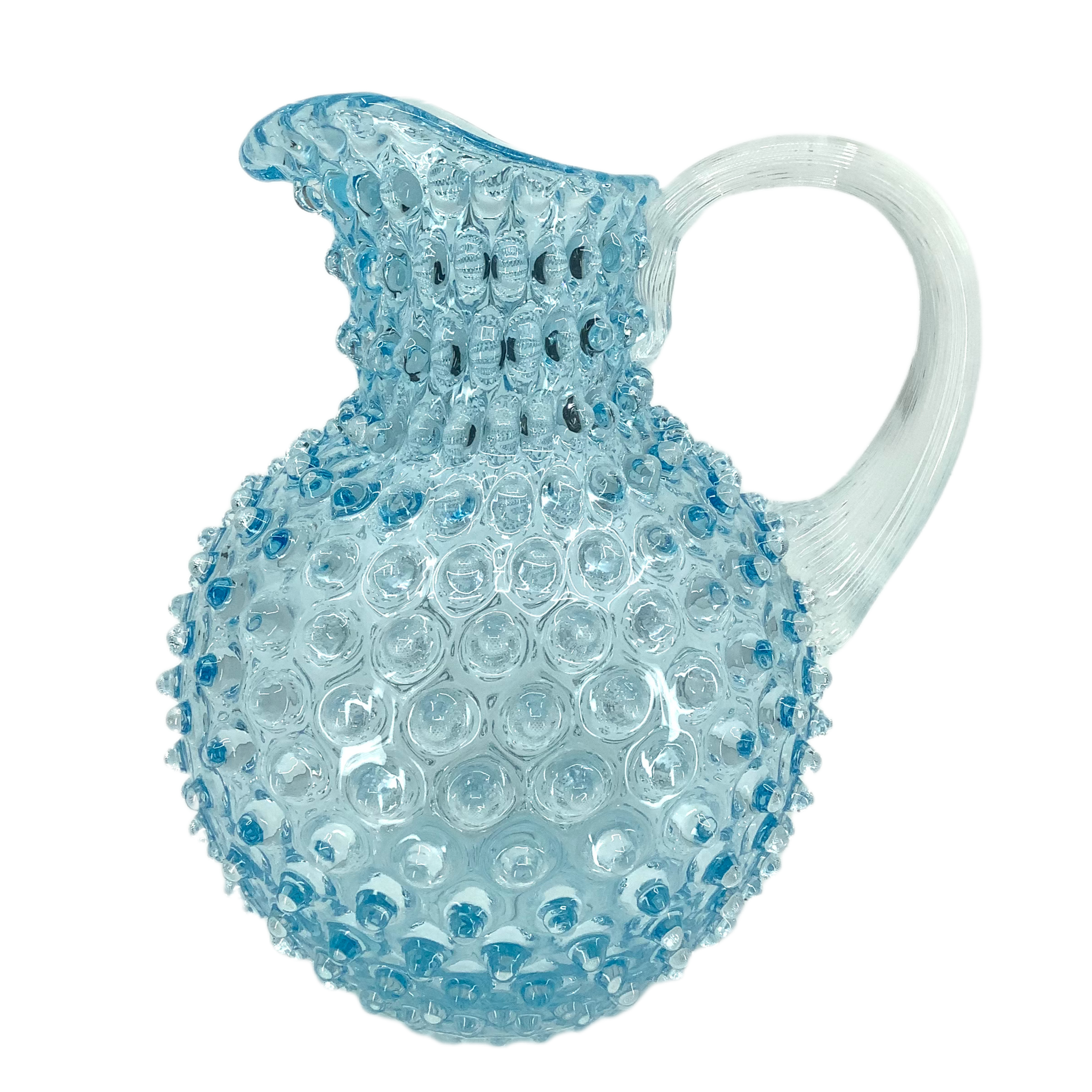 Colored Glass Hobnail Pitcher in Sky Blue
