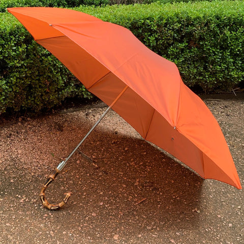 Bamboo Handled Umbrella in Orange