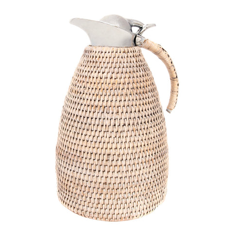 Rattan Thermal Beverage Thermos in Whitewash