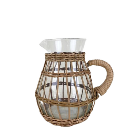 Rattan Tall Caged Pitcher