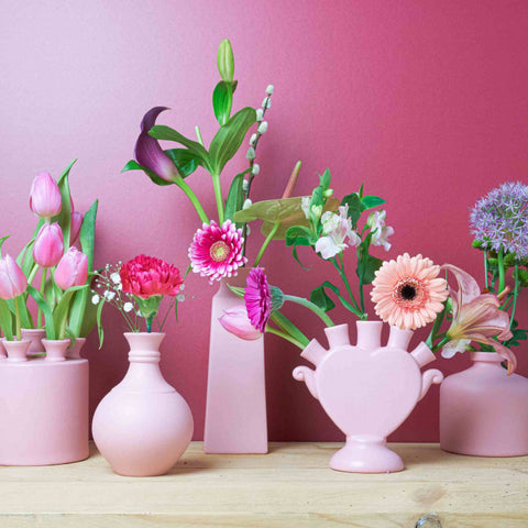 Ball Porcelain Flower Vase in Matte Pink