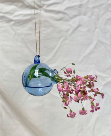 Boule Hanging Vase in Light Blue Glass