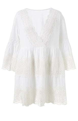 Vanessa Crochet Trimmed Cover Up in White